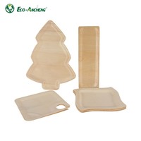 Assiettes en bois pour arbre de Noël festif, assiettes jetables biodégradables en bambou, fourniture en gros écologique