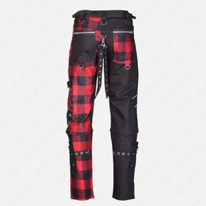 กางเกงสไตล์พังก์ร็อก Y2K คุณภาพสูงจาก Slvow ตกแต่งด้วยโลหะ ลายสก็อตสีแดง สายรัดแบบแพทช์เวิร์ค - Product Image 2