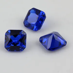 Kare şekli 113 # renk koyu mavi sekizgen şekli mavi safir spinel 10mm sentetik mavi spinel başına fiyat