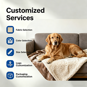 Wholesale Oversize <strong>Waterproof</strong> Puppy <strong>Dog</strong> Cat <strong>Blanket</strong> Washable Cozy Sherpa <strong>Waterproof</strong> Pet <strong>Blanket</strong> for Furniture Protector - Product Image 2