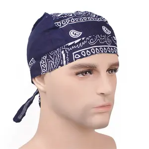 Groothandel Unisex Custom 100% Katoen Vrouwen Hoofd Wrap Sjaals Zweet Haarband Stretch Head Tie Moslim Piraat Hoed Bandana Durag