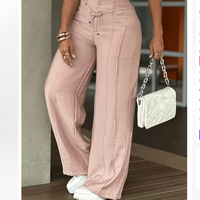 Pantalon décontracté ample pour femme avec taille élastique haute, cordon de serrage et poches, personnalisable avec logo – Vente en gros