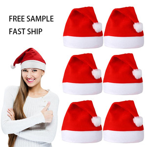Gorro de Papá Noel Rojo y Blanco, Gorro de Papá Noel Rosa, Gorro de Papá Noel de Tela No Tejida, Gorro de Papá Noel Unisex Cómodo, Gorro de Papá Noel Rosa para Adultos - Product Image 1