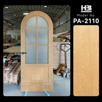 Porte d'entrée principale en bois massif de chêne rouge américain, design traditionnel avec insert en verre, pour maisons