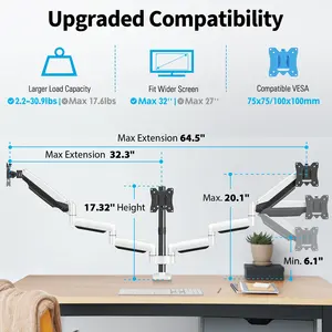 MOUNTUP Gas Spring Triple Monitor Arm Holder Triple Monitor Mount 3 Monitor Stand Desk Mount