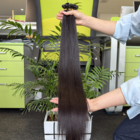 Extensions de cheveux vierges brésiliennes en gros, à double trame, pré-collées, avec pointes en U et adhésives, pour salon