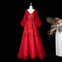 Robe de soirée formelle de luxe pour femme Lsz057, ornée de perles, manches longues bouffantes, paillettes scintillantes, robe de mariée, Jancember