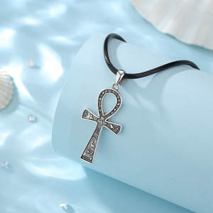 Changda Ancietnt egitto amuleto gioielli in oro placcato 925 in argento Sterling Goth da uomo egitto Vintage croce Ankh collana pendente - Product Image 2