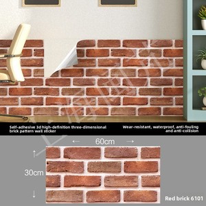Rollos de papel tapiz autoadhesivo estéreo 3D, pegatinas de azulejo impermeables a prueba de humedad, falda de pared de ladrillo cultural de imitación para - Product Image 6
