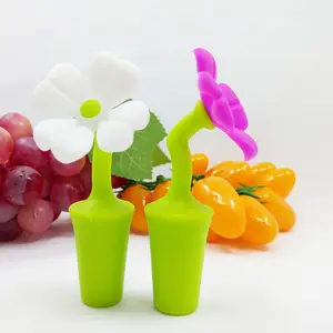 Tùy Chỉnh Silicone BPA Free Wine Corks Cắm Silicone Flower Shape Champagne Stopper