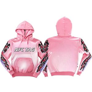 Sudadera con Capucha Extra Grande para Hombre, de Algodón, con Etiqueta NFC, Estampado de Llamas, Estilo Hip Hop, para Invierno - Product Image 3