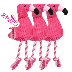 Wholesale Custom Flamingo Shape Dog Squeaky Toys Interactive Stuffed Animal Plush Dog Cat Toy Pet Chew Toys