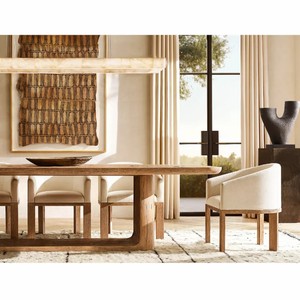 Giữa Thế Kỷ hiện đại hình chữ nhật rắn gỗ sồi bàn ăn và ghế đồ nội thất bàn ăn đặt cho 6 8 chỗ ngồi - Product Image 1