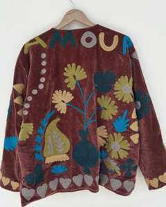 Veste en velours brodée à la main Suzani, style bohème, pour l'hiver, rembourrée en coton, exportateur et fabricant ODM Inde - Product Image 5