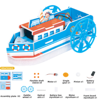 Kit d'expérimentations électroniques scientifiques pour enfants, bateau à vapeur simple, bricolage électrique