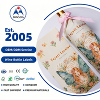 Papier d'emballage élégant pour bouteilles de vin, personnalisé avec logo, estampage à chaud doré, impression UV, adhésif puissant, recyclable, en papier sulfurisé