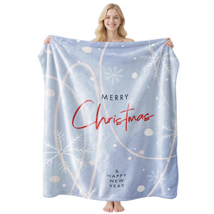 Merry Christmas Printed Plush Throw Blanket Rectangular Anti-Pilling Home Use Winter Classic Style <b>Machine</b> Washable - Product Image 2