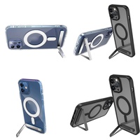 Aksesoris Ponsel Casing Penyangga Ponsel untuk iPhone 17 Pro Max Air 16 15 14 Plus 13 12 11 Casing Berdiri Penutup Magnetik dengan Penyangga