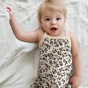 Nouveau-né filles bio bambou bébé vêtements sans manches Floral extérieur body combinaison bébé barboteuses - Product Image 6