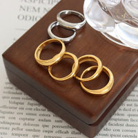 Anneau mince à large bande en acier inoxydable plaqué or gros dôme anneau empilable pour cadeaux bague acier inoxydable nouveau