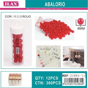 Perline Ilan Abalorio rotonde rosse da 8 mm per la creazione di gioielli, 12 pezzi per tubo - Product Image 3