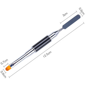 Pinceau à ongles double tête 2-en-1 avec spatule de mélange de gel et stylo applicateur à manche métallique pour manucure en salon - Product Image 5