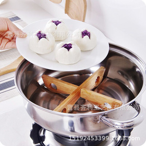 Qili Bamboo Pot <b>Rack</b> Cross Shape Heat Insulating Base For Pot Bowl <b>Plate</b> Support Stand - Product Image 2