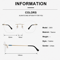 Lunettes sans monture en titane de qualité supérieure pour femmes et hommes, lunettes optiques ultra légères avec détails métalliques élégants Zg510gn