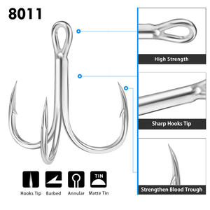 Anzuelo de pesca triple de acero de alto carbono <span class=keywords><strong>Tres</strong></span> anzuelos de estaño brillante de alta resistencia - Product Image 5