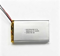 Batterie rechargeable de très grande capacité, longue durée de vie, batterie au lithium 3.7V 7554105 5800mAh pour instrument de beauté