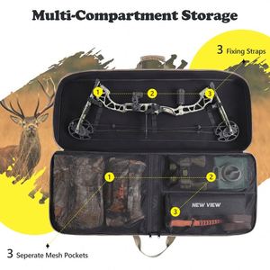 Sac de transport ajustable et structuré camouflage pour arc à poulies, arc classique, flèches et accessoires de chasse, sac de rangement pour arbalète de chasse en extérieur - Product Image 3