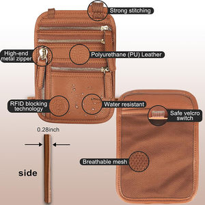 Portefeuille de cou pour voyageurs, femmes et hommes, avec blocage RFID, porte-passeport en cuir, organiseur de documents de voyage familial, pochette pour téléphone - Product Image 5