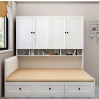 Armoire en bois moderne et minimaliste personnalisable, gain de place, multifonctionnelle, avec bibliothèque intégrée, pour chambre à coucher et petit appartement