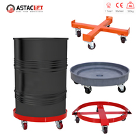Chariot de manutention industriel à quatre roues pour fûts en acier – Chariot manuel portable avec berceau pour fûts et roulettes horizontales