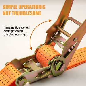 Correa de Amarre de Poliéster de 50 mm y 5T con Logotipo Personalizado, Correa de Sujeción con Trinquete, Gancho Plano en J, Longitud de 10 m, Certificación GS CE - Product Image 4