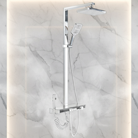 Système de douche à effet pluie moderne avec affichage numérique LED intelligent, corps en laiton robuste, commandes à touches piano 4 fonctions, finition chromée, vente en gros OEM