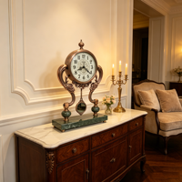 Horloge de table numérique rétro européenne Design antique américain silencieux pour chambre à coucher salon accessoires créatifs de décoration de la maison