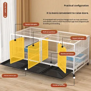 Üç Katlı Demir Kedi Kafesi, Kare Boru Bölmeli, Evcil Hayvan Dükkanı, Bakım ve Kedi Evi Kullanımı için İstiflenebilir Tasarım - Product Image 2