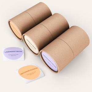 100%handmade Craft Paper Jar Rolled Edge Wrapping Push Up Lip Balm Deodorant Sticker Tube Soy Ink Printed Biodegradable Luxury