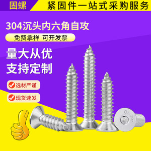 304 Stainless Steel Countersunk Head Hex Socket Tapping Screws Metric A2-70 For Metal Applications - Product Image 4