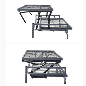 Two <b>Fold</b> Bed Frame Iron Mesh Foldable Living Room <b>Sofa</b> Bed Frame Industrial Design L Shape - Product Image 4