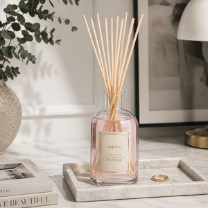 Aikun 3000ml Sticker Label Logo Cylinder Box Custom Scent Long Lasting 30pcs MOQ Pink Round Glass <b>Reed</b> <b>Diffuser</b> Gift Set - Product Image 2