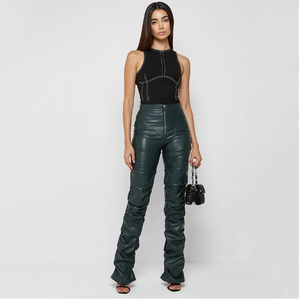 All'ingrosso 2025 estate <span class=keywords><strong>pantaloni</strong></span> da donna <span class=keywords><strong>in</strong></span> <span class=keywords><strong>pelle</strong></span> sintetica autunno moda donna <span class=keywords><strong>pantaloni</strong></span> lunghi pieghevoli <span class=keywords><strong>con</strong></span> personalità frontale piatta - Product Image 6
