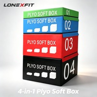 Set di 4 Box Pliometrici Impilabili in Schiuma EPE ad Alta Densità con Rete in PVC Antiscivolo, per Allenamento Crossfit e Palestra Domestica