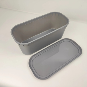 ฉลากไอศกรีมคุณภาพดีพิมพ์อาหารใบรับรอง BRC ทรงสี่เหลี่ยมสีขาว ภาชนะพลาสติกเก็บของแช่แข็งสําหรับเก็บอาหาร - Product Image 1