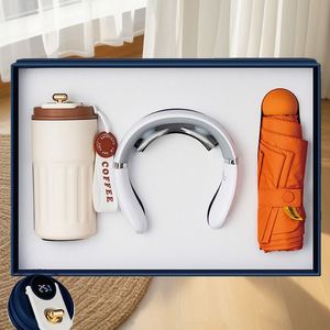Promotional Handmade Coffee Cup+Umbrella+Neck <b>Massage</b> Device 3-in-1 UV Printed Customized Logo Multi Occasion Business Gift <b>Set</b> - Product Image 2