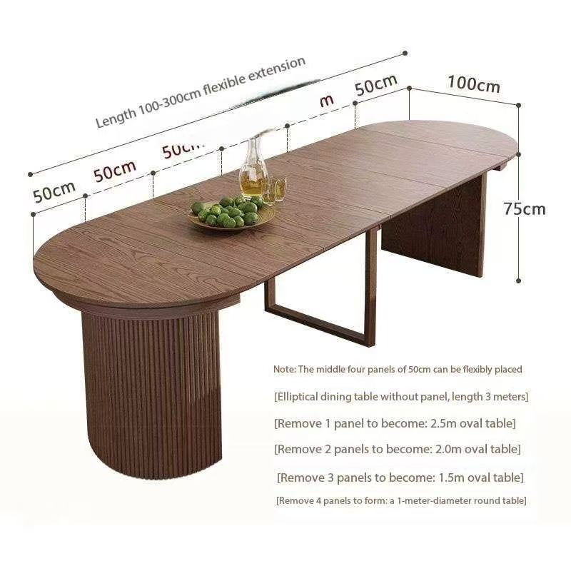 Table à manger en bois massif (1m, extensible à 3m)