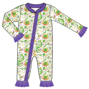 Праздничная одежда Mardi Gras, детская одежда, красивый комбинезон с принтом на заказ для маленьких девочек на молнии