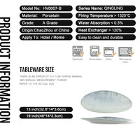 Vajilla de restaurante, platos y platos de Sushi de cerámica japoneses azules largos ovalados únicos, platos de porcelana para servir pescado para Catering