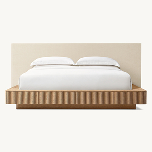 <span class=keywords><strong>Lit</strong></span> plateforme <span class=keywords><strong>en</strong></span> chêne américain moderne et extraordinaire, avec tête de <span class=keywords><strong>lit</strong></span> rembourrée extra large, cadre <span class=keywords><strong>en</strong></span> bois massif nervuré de luxe - Product Image 4